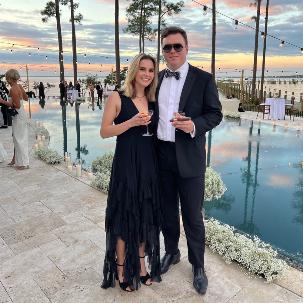 Stunning black silk Alice and Olivia formal gown